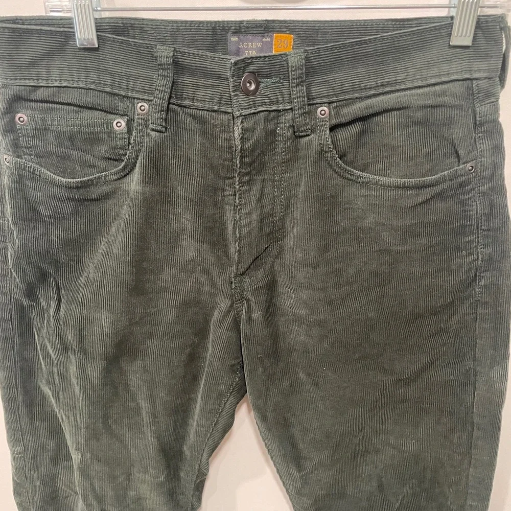 J Crew 770 Corduroy Pants Deep‎ Green Slim Fit Mens Size 29x32